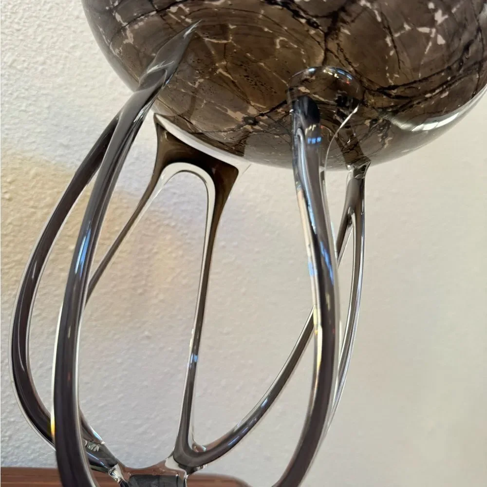 Vintage Josefina Krosno Jellyfish Octopus Modern Art Glass Sculptural Bowl Stand